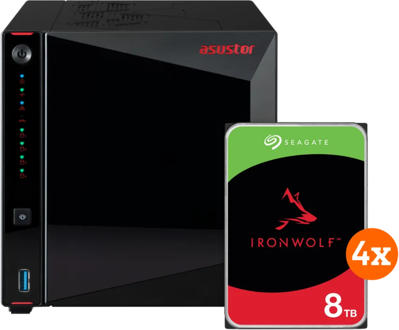 Asustor AS5404T + Seagate Ironwolf 32TB (4x8TB)