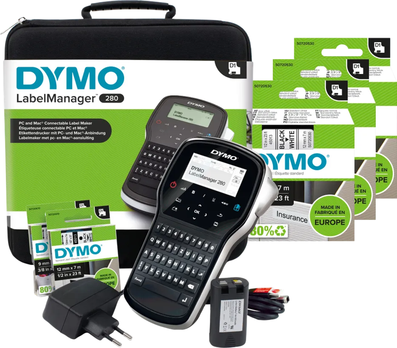Dymo LabelManager 280 Case Kit Qwerty + 3 extra labels