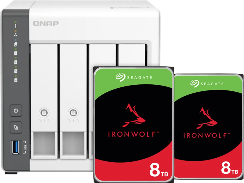 QNAP TS-433-4G + Seagate Ironwolf 16TB (2x8TB)