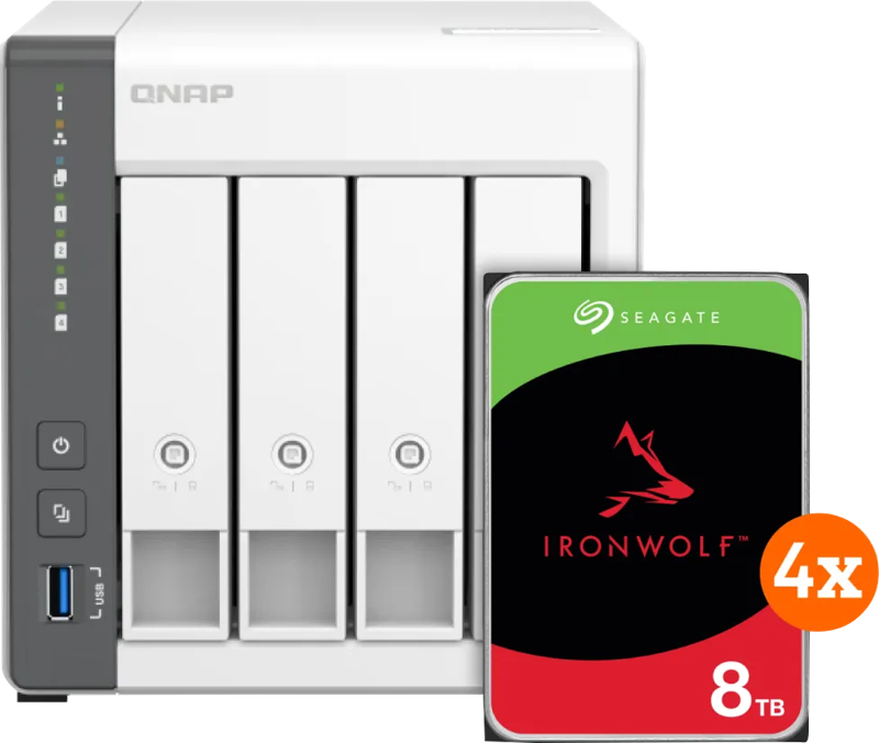 QNAP TS-433-4G + Seagate Ironwolf 32TB (4x8TB)