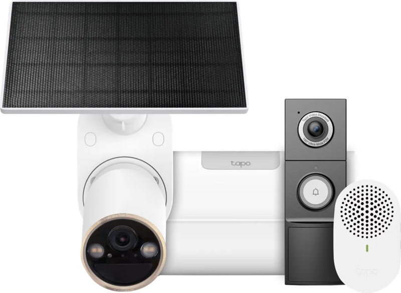 TP-Link Tapo H500 Smart HomeBase + C460 Solar Kit + D235 Smart Battery & Wired Doorbell