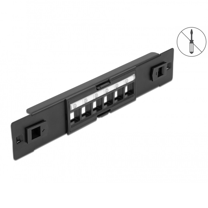 DeLOCK 10 inch patch panel | voor 6 Keystone modules | toolfree | 1U | zwart