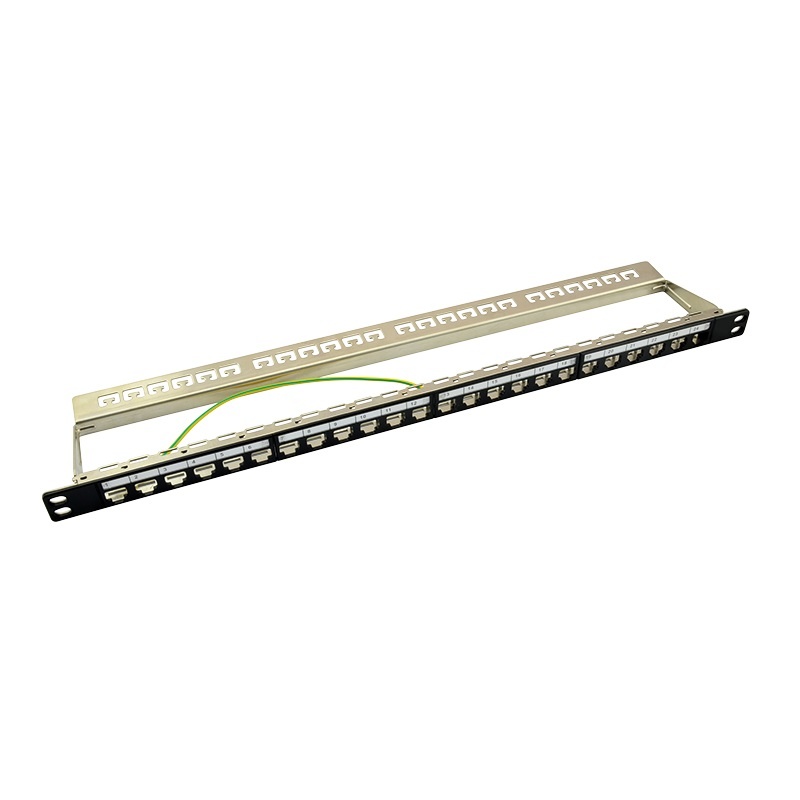LogiLink 19 inch patch panel met kabelgeleiding | voor 24 Keystone modules | 0,5U | zwart