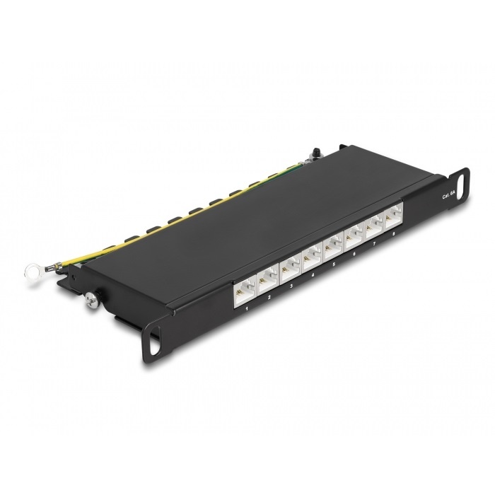 DeLOCK 10 inch patch panel | 8x RJ45 | CAT6a | STP | 0,5U | zwart