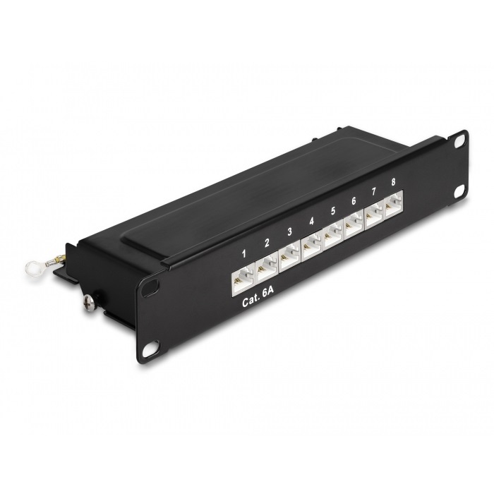 DeLOCK 10 inch patch panel | 8x RJ45 | CAT6a | STP | 1U | zwart