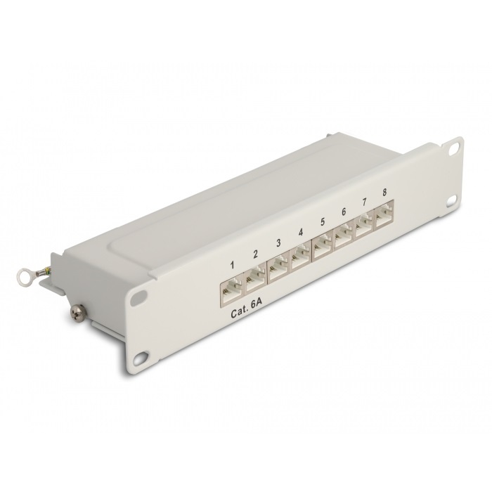 DeLOCK 10 inch patch panel | 8x RJ45 | CAT6a | STP | 1U | grijs