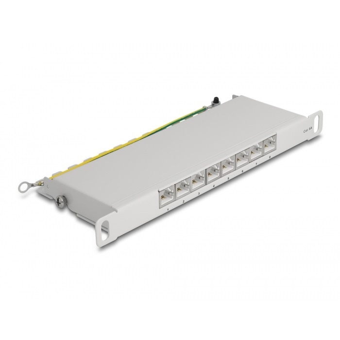 DeLOCK 10 inch patch panel | 8x RJ45 | CAT6a | STP | 0,5U | grijs