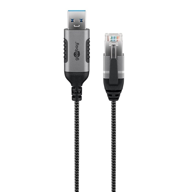 Goobay USB-A naar RJ45 LAN kabel | Slimline | USB3.0 | CAT6 | zwart | 3 meter