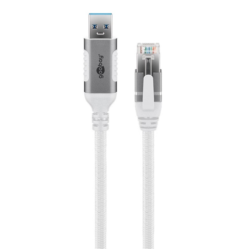 Goobay USB-A naar RJ45 LAN kabel | USB3.0 | CAT6 | wit | 10 meter