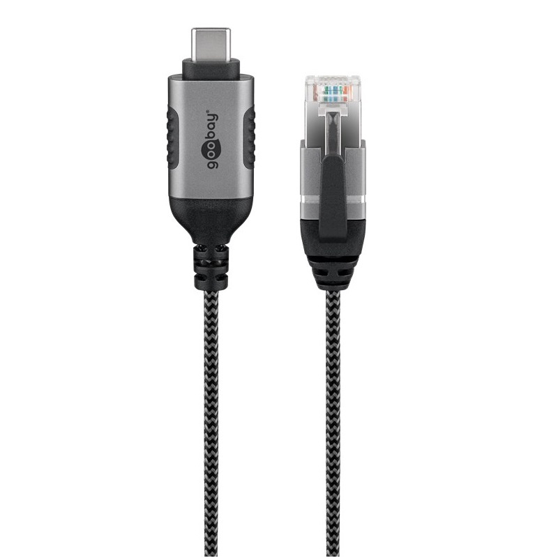 Goobay USB-C naar RJ45 LAN kabel | Slimline | USB3.0 | CAT6 | zwart | 15 meter
