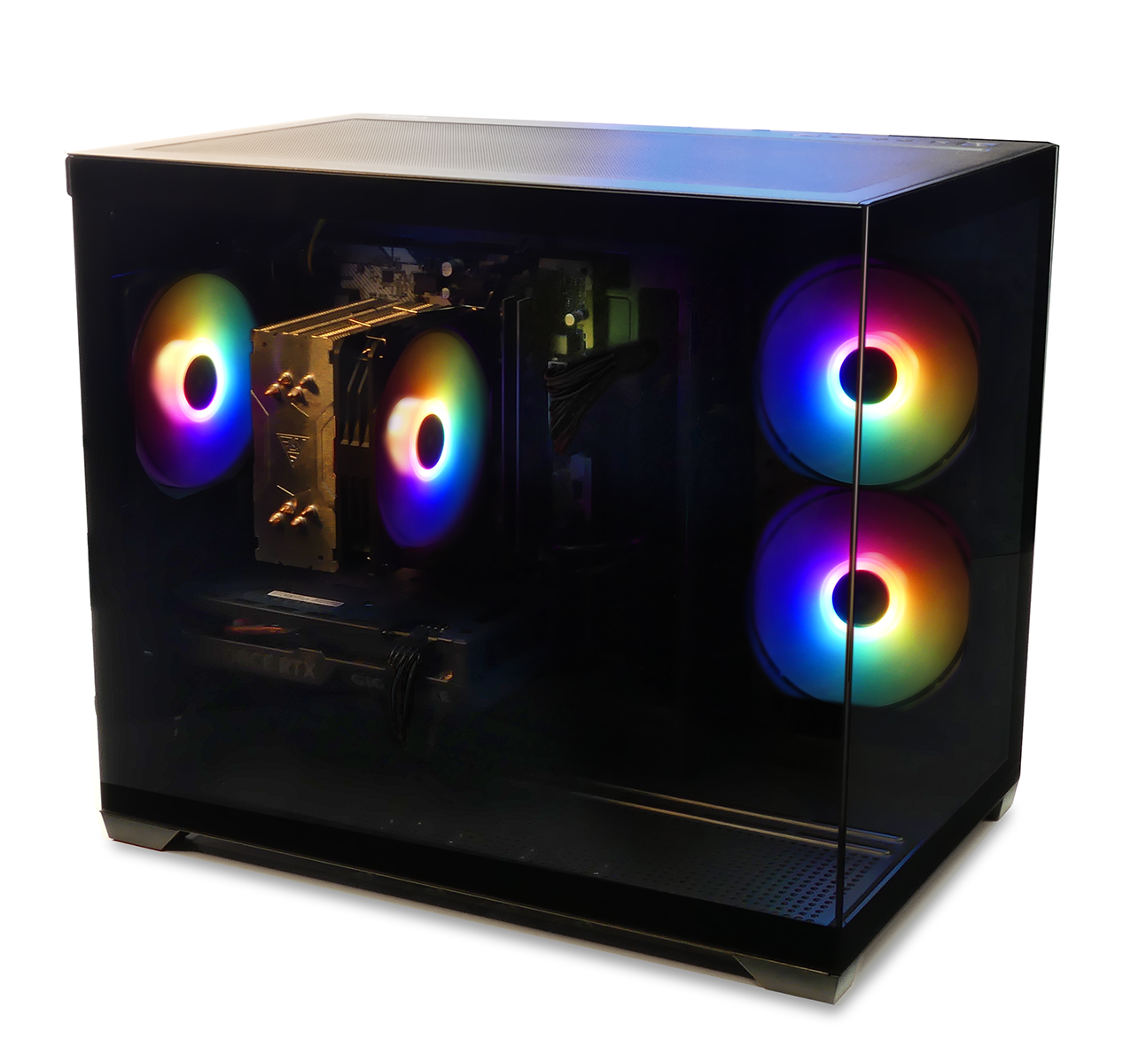 LalaShops Gamdias Aura GC10M RGB Aquarium Gaming Case - mATX Game PC / Computer Behuizing - aRGB LED Verlichting - Inclusief 3 aRGB Fans