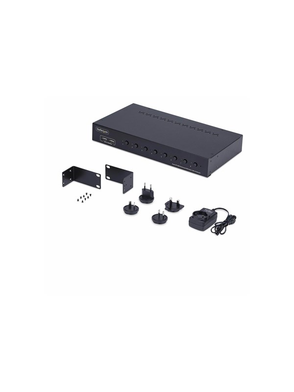 StarTech.com 8-Port DisplayPort KVM Switch w/1U Rack Mount Kit 4K 60Hz - KVM switch - 8 ports - TAA Compliant
