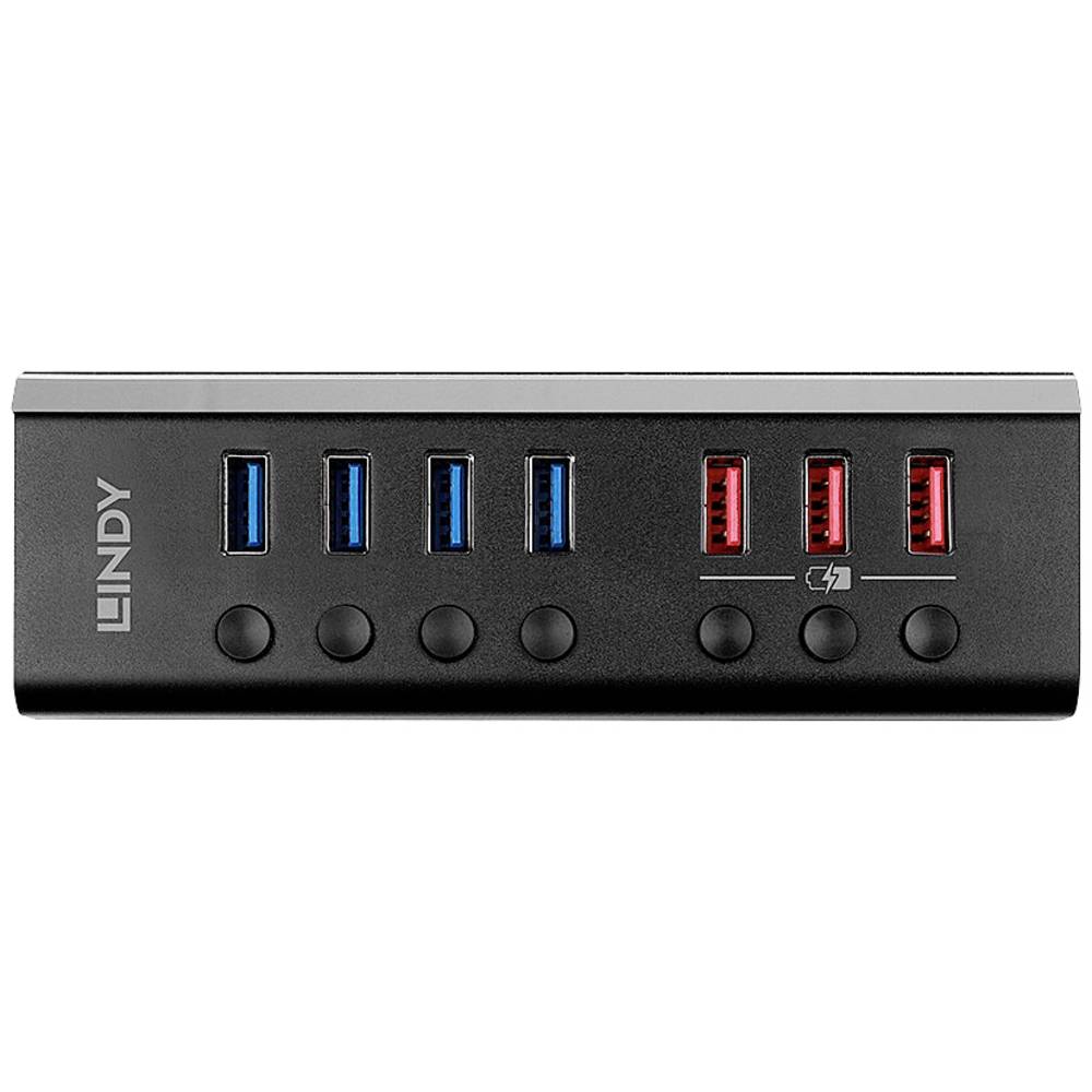 LINDY 43371 USB 3.2 Gen 1-hub 8 poorten Zwart