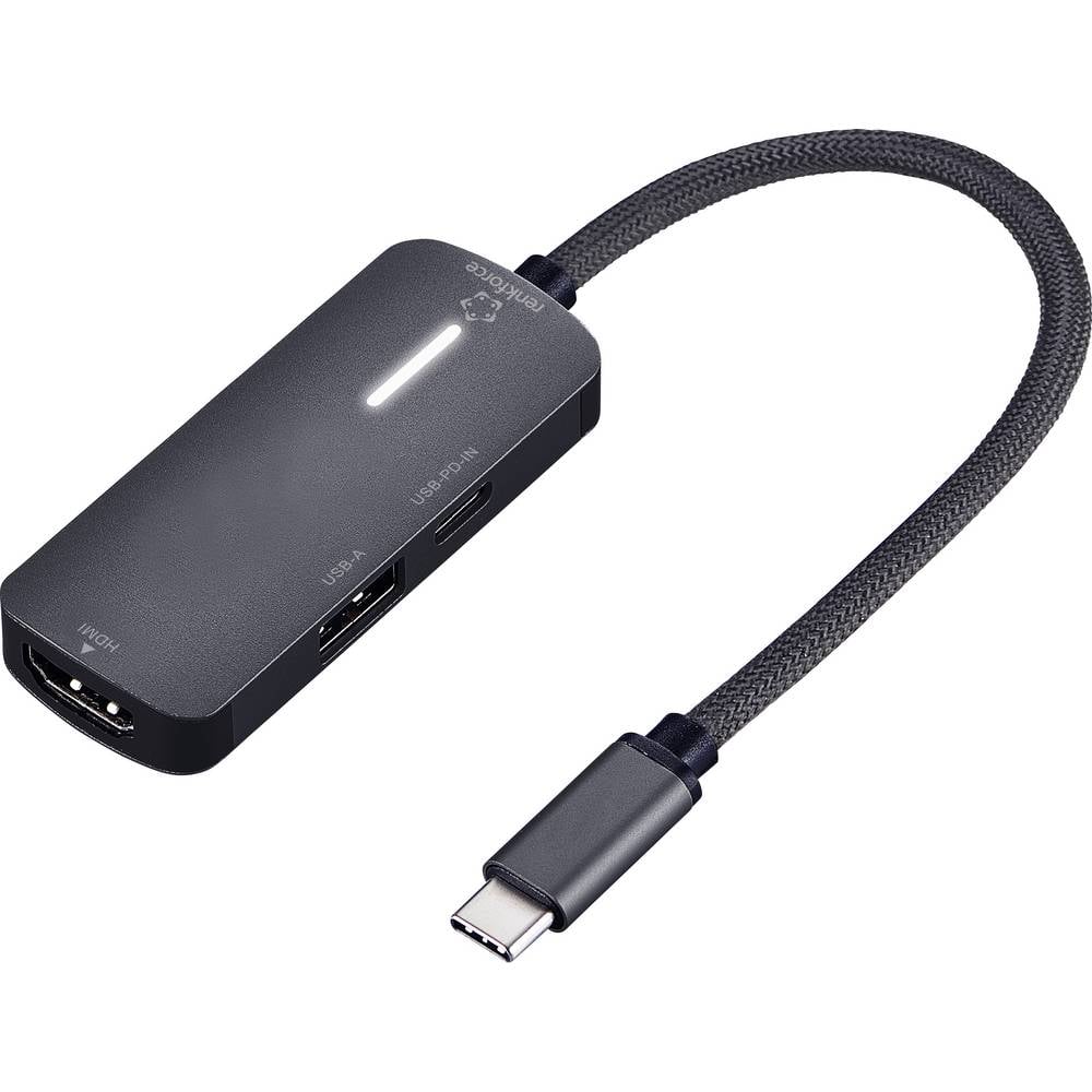 Renkforce RF-USBHA-400 USB 3.2 Gen 1-hub 1 tot 3 poorten Met extra USB-C-ingang Zwart