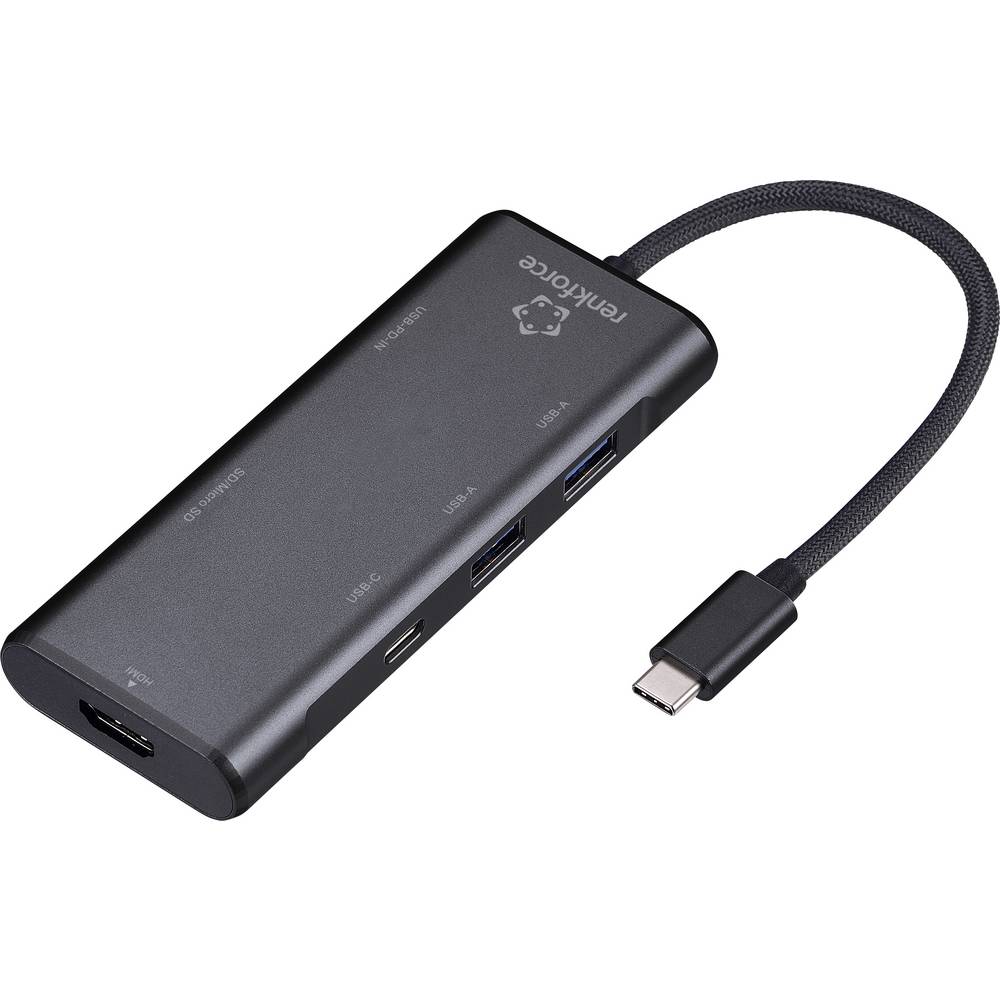 Renkforce RF-USBHA-450 USB 3.2 Gen 2-hub 7 poorten Met extra USB-C-ingang Zwart