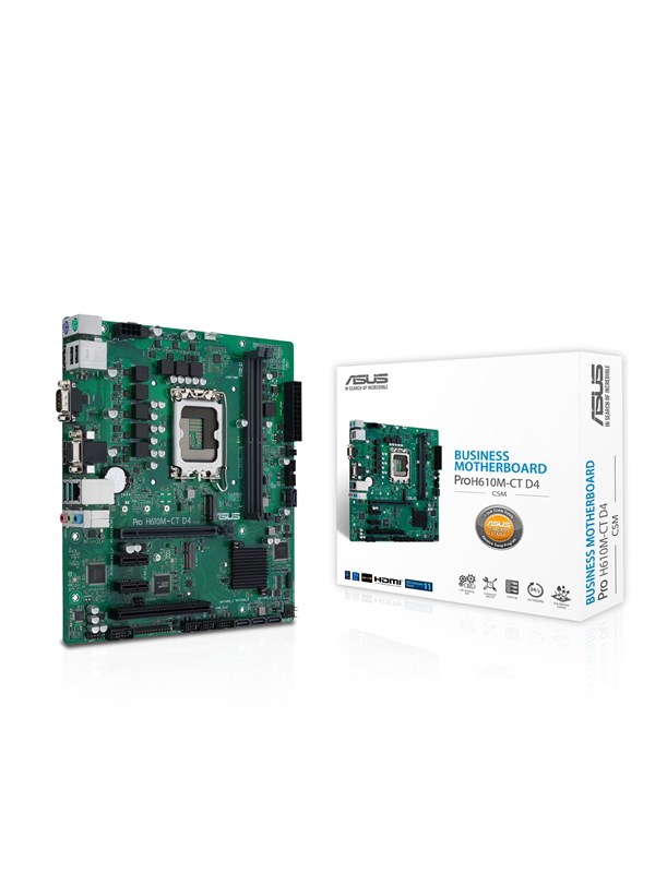 Asus PRO H610M-CT D4-CSM Moederbord - Intel H610 - Intel LGA1700 socket - DDR4 RAM - Micro-ATX