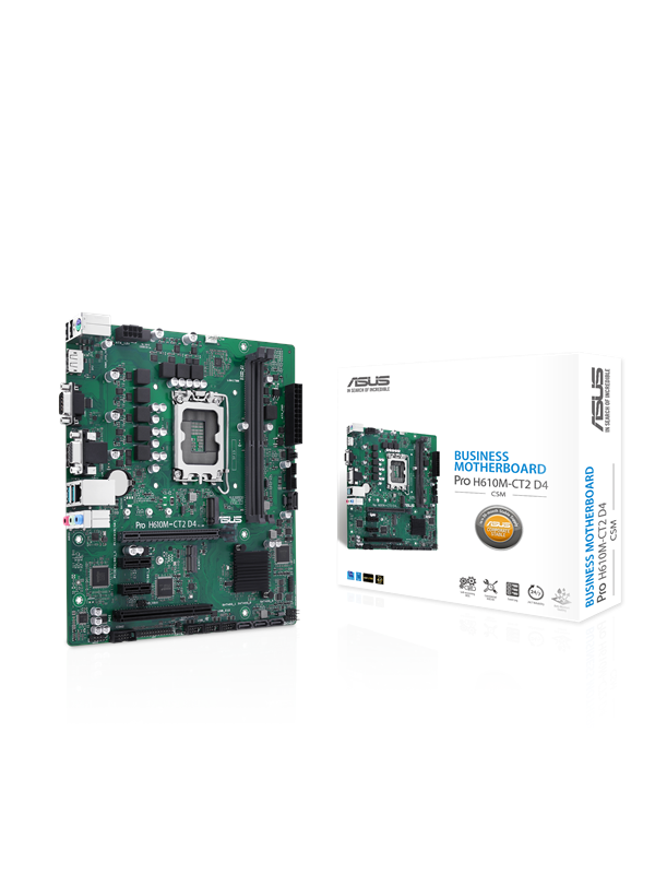 Asus PRO H610M-CT2 D4-CSM Moederbord - Intel H610 - Intel LGA1700 socket - DDR4 RAM - Micro-ATX
