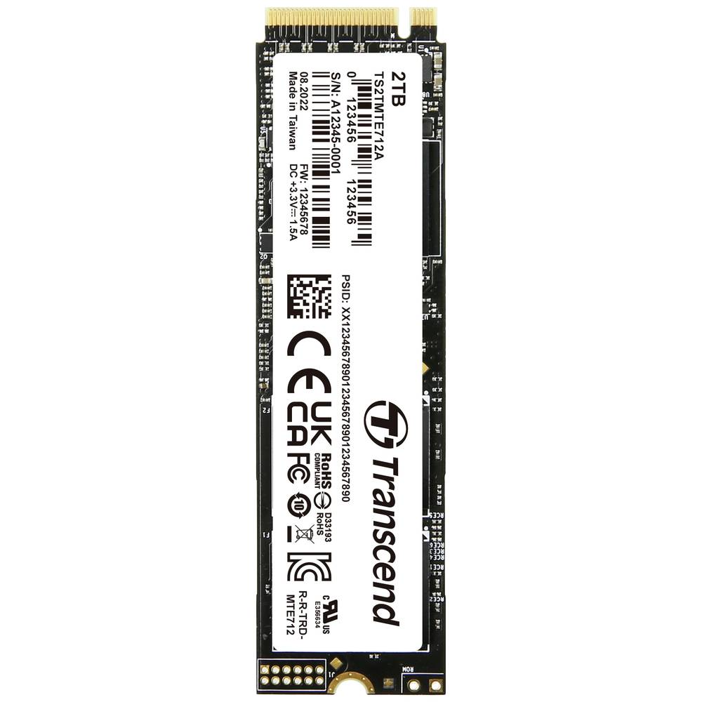 Transcend MTE712A 2 TB NVMe/PCIe M.2 SSD 2280 harde schijf PCIe NVMe 4.0 x4 Industrial TS2TMTE712A