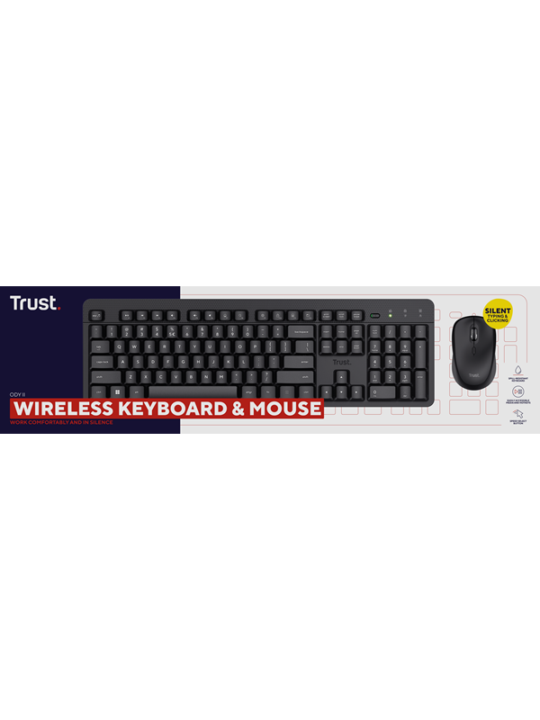 Trust ODY II WL KEYBOARD & MOUSE WHT ND - Keyboard and mouse set - Noords - Zwart