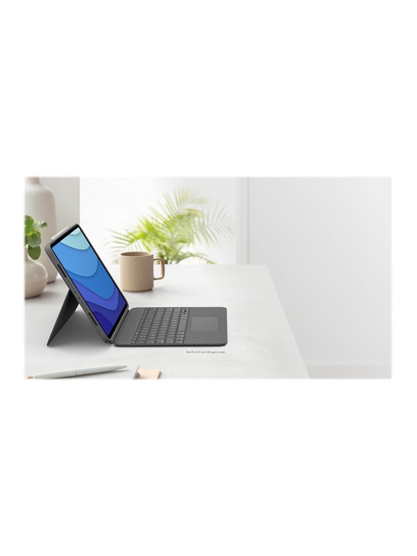Logitech Combo Touch - keyboard and folio case - with trackpad - AZERTY - French - oxford grey Input Device - Keyboard and folio case - Frans - Grijs
