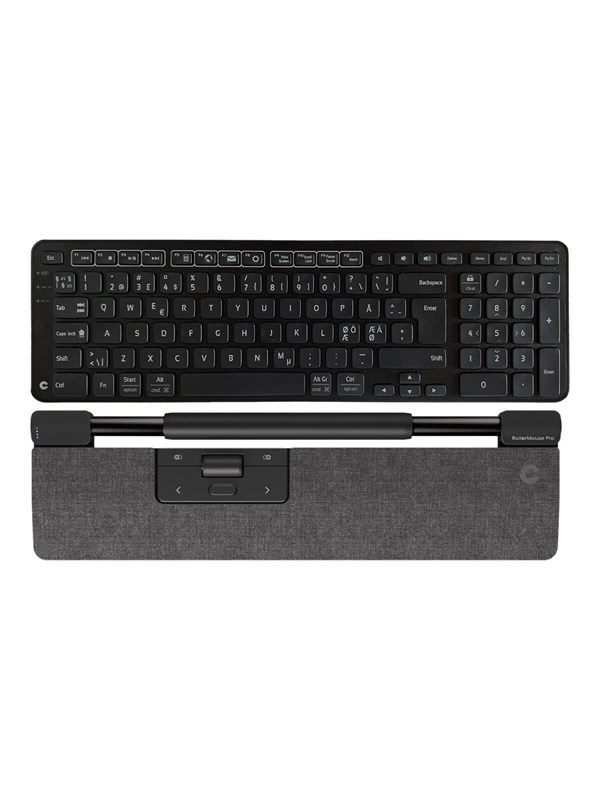Contour RollerMouse Pro Slim Dark Grey + Balance Keyboard BK - Wireless - Pan Nordic Version - Keyboard and rollerbar mouse set - Noords - Grijs