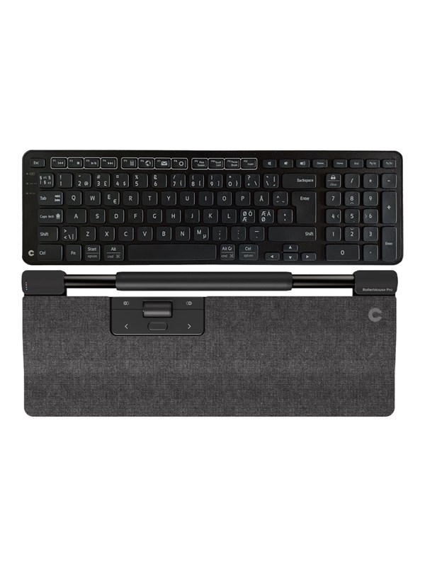 Contour RollerMouse Pro Regular Dark Grey + Balance Keyboard BK - Wireless - Pan Nordic Version - Keyboard and rollerbar mouse set - Noords - Grijs
