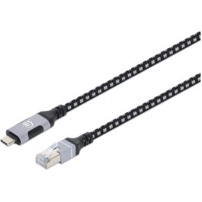Manhattan 394826 tussenstuk voor kabels RJ-45 USB-C Zwart, Zilver