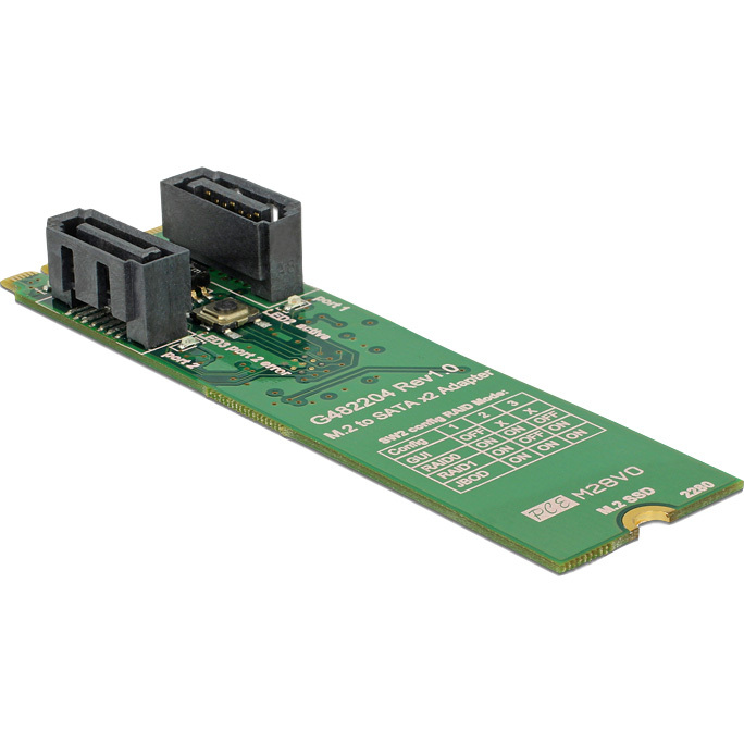 DeLOCK Converter M.2 Key B+M male > 2 x SATA 7 pin male with RAID Converter