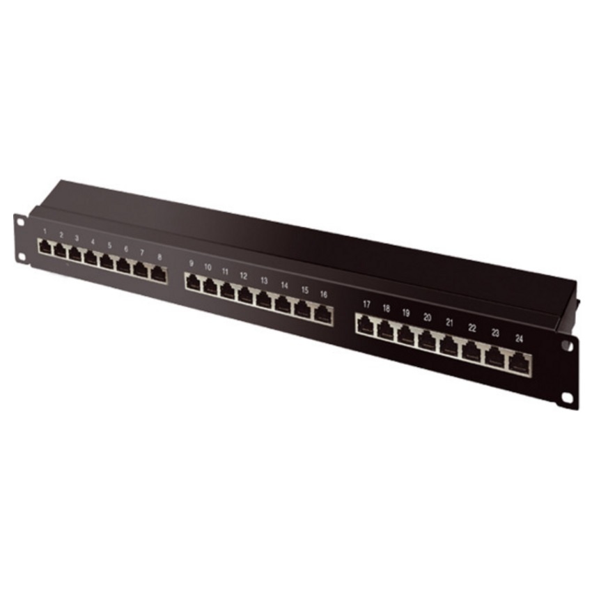 Goobay 19 inch patch panel | 24x RJ45 | CAT6a | STP | 1U | zwart