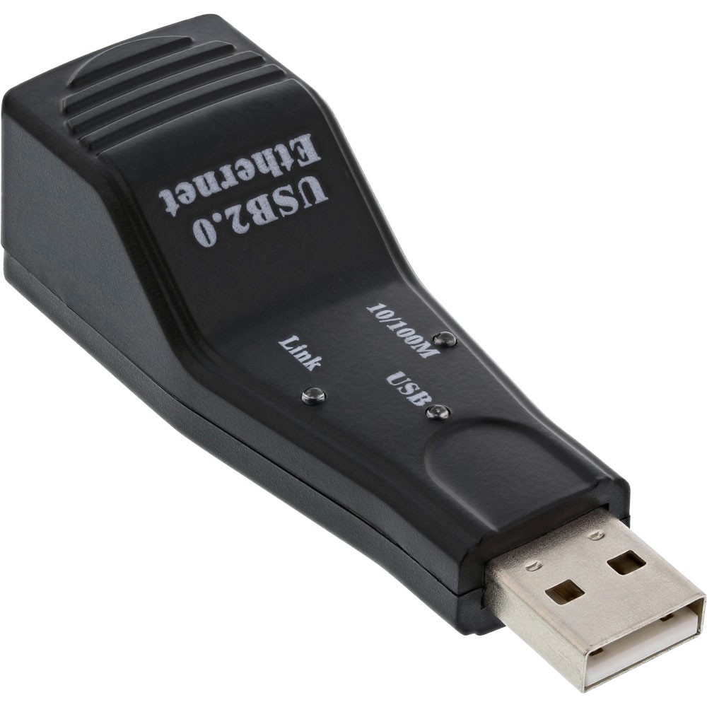 InLine Premium USB-A naar RJ45 Fast Ethernet LAN adapter - USB2.0 - CAT5 / zwart