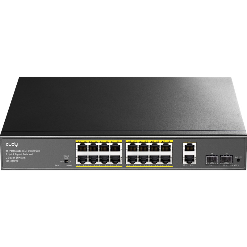 Cudy 16-GbE PoE+ Switch with 2 Uplink GbE and 2 Uplink SFP Switch