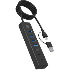 ICY BOX IB-HUB1737-C3 USB 3.2 Gen 1 (3.1 Gen 1) Type-C 5000 Mbit/s Zwart