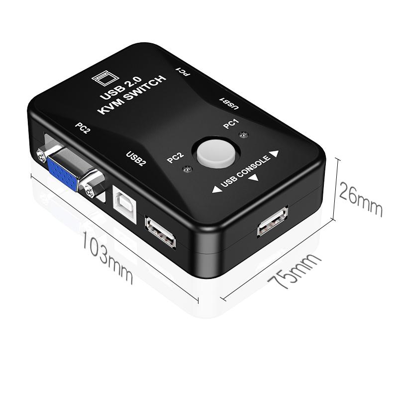 YJMP Electronic 2/4-weg VGA-splitter-switcher 1080P USB 2.0 VGA-videoconverterbox 4x1 2x1 KVM-switch VGA-adapter voor muis, toetsenbord, printer, pendrive Delen 4 Port