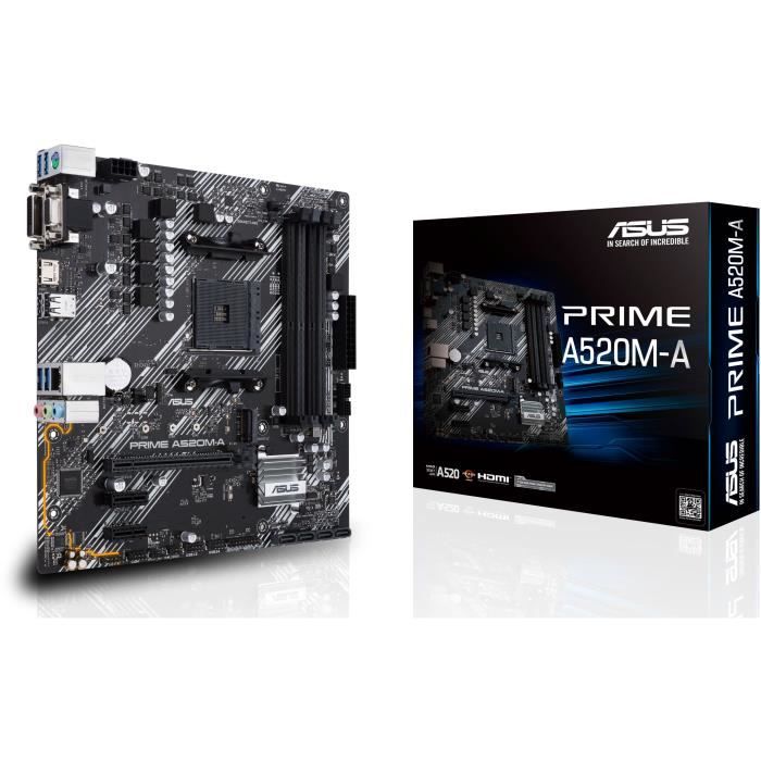 Egenta Carte mère - ASUS - PRIME A520M-A II/CSM - AMD A520 - Emplacement AM4 micro ATX
