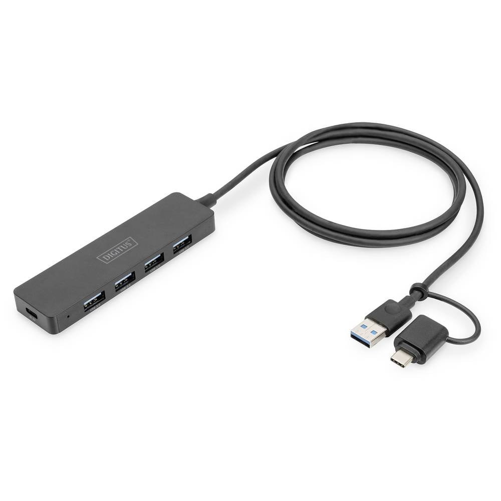 Digitus DA-70236 USB 3.0-hub 4 poorten Met USB-C stekker Zwart