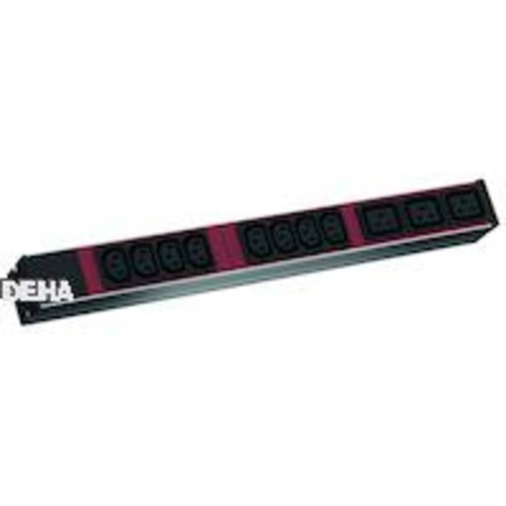 Bachmann 800.2332 19 inch Stekkerdoos voor patchkast 1 HE Apparaatcontactdoos C19 16A Zwart, Rood