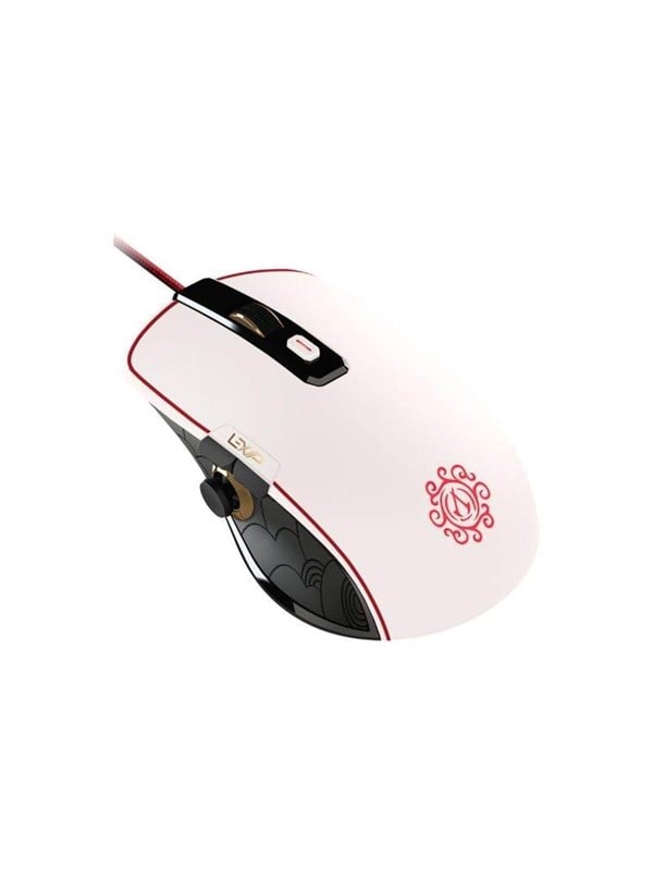 Lexip X Ubisoft - Assassin's Creed Shadows - mouse - with thumb joystick and ceramic skates - white red black gold - Muis - Optisch - 4 knoppen - Zwart