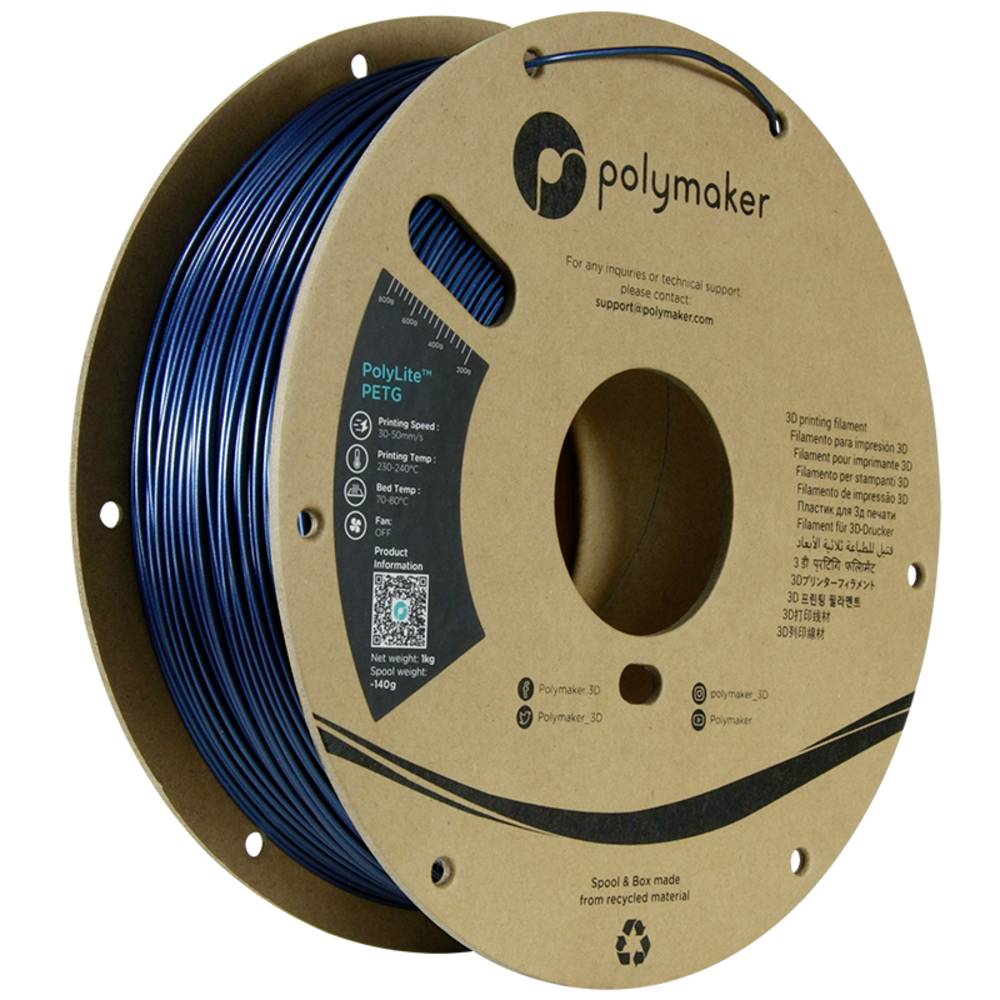 Polymaker PB01034 Filament PETG Hittebestendig, Hoge treksterkte 1.75 mm 1000 g Blauw PolyLite™ 1 stuk(s)