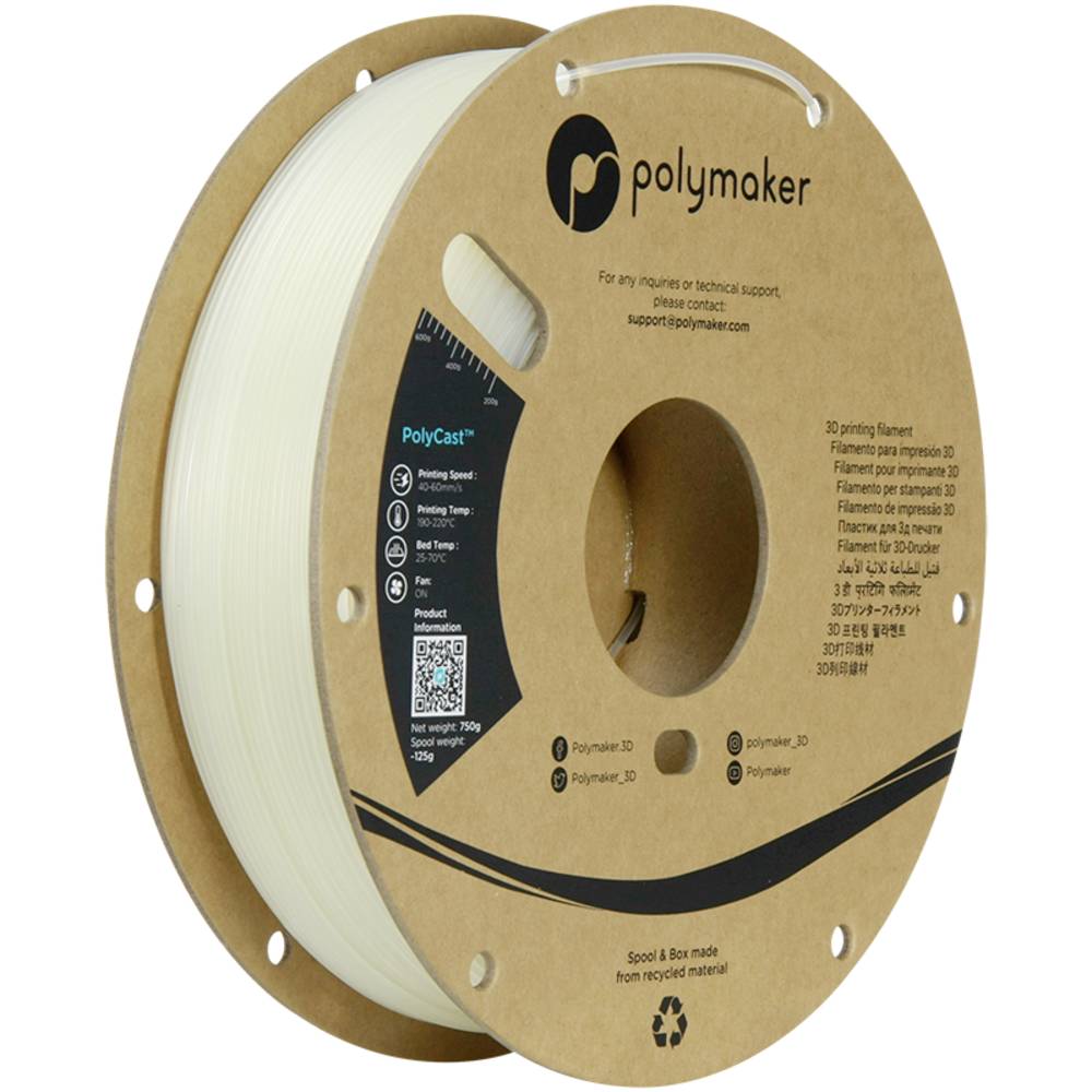 Polymaker PJ03001 Filament PolyCast Investment casting, cire perdue 1.75 mm 750 g Natuur PolyCast™ 1 stuk(s)