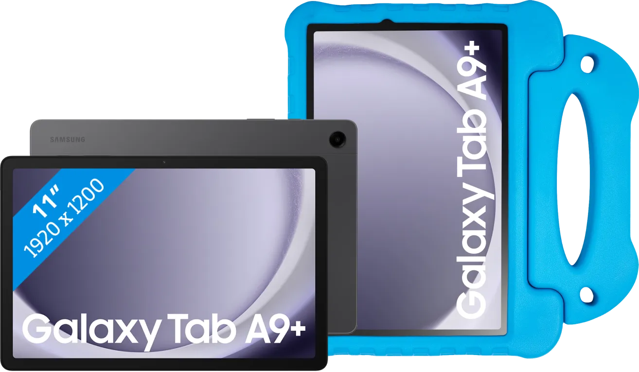 Samsung Galaxy Tab A9 Plus 11 inch 6GB/128GB Wifi Grijs + BlueBuilt Kids Cover Blauw