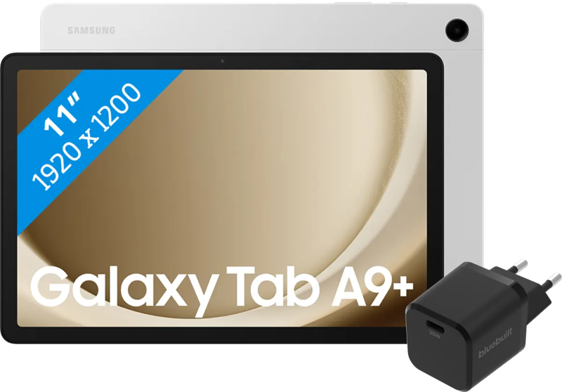 Samsung Galaxy Tab A9 Plus 11 inch 6GB/128GB Wifi Zilver + BlueBuilt Oplader