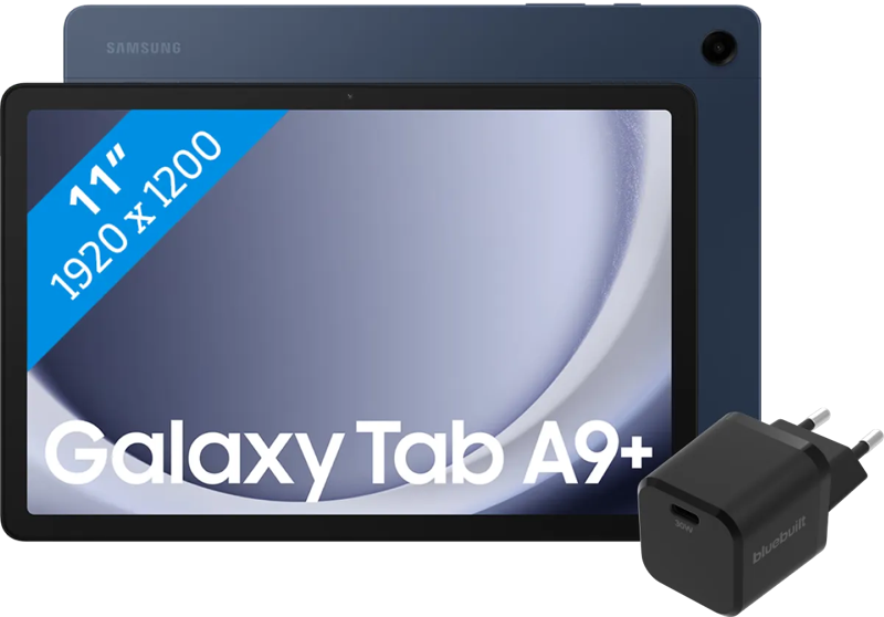 Samsung Galaxy Tab A9 Plus 11 inch 6GB/128GB Wifi Blauw + BlueBuilt Oplader