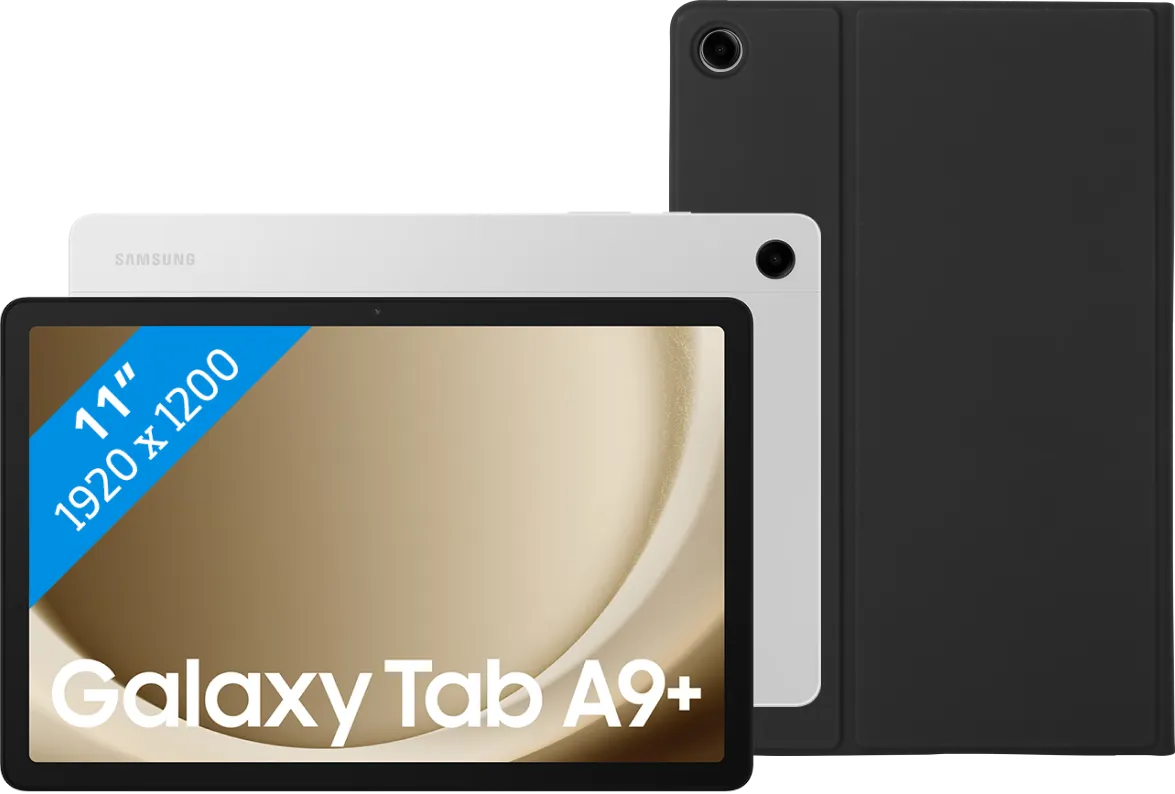 Samsung Galaxy Tab A9 Plus 11 inch 6GB/128GB Wifi Zilver + Book Case Zwart