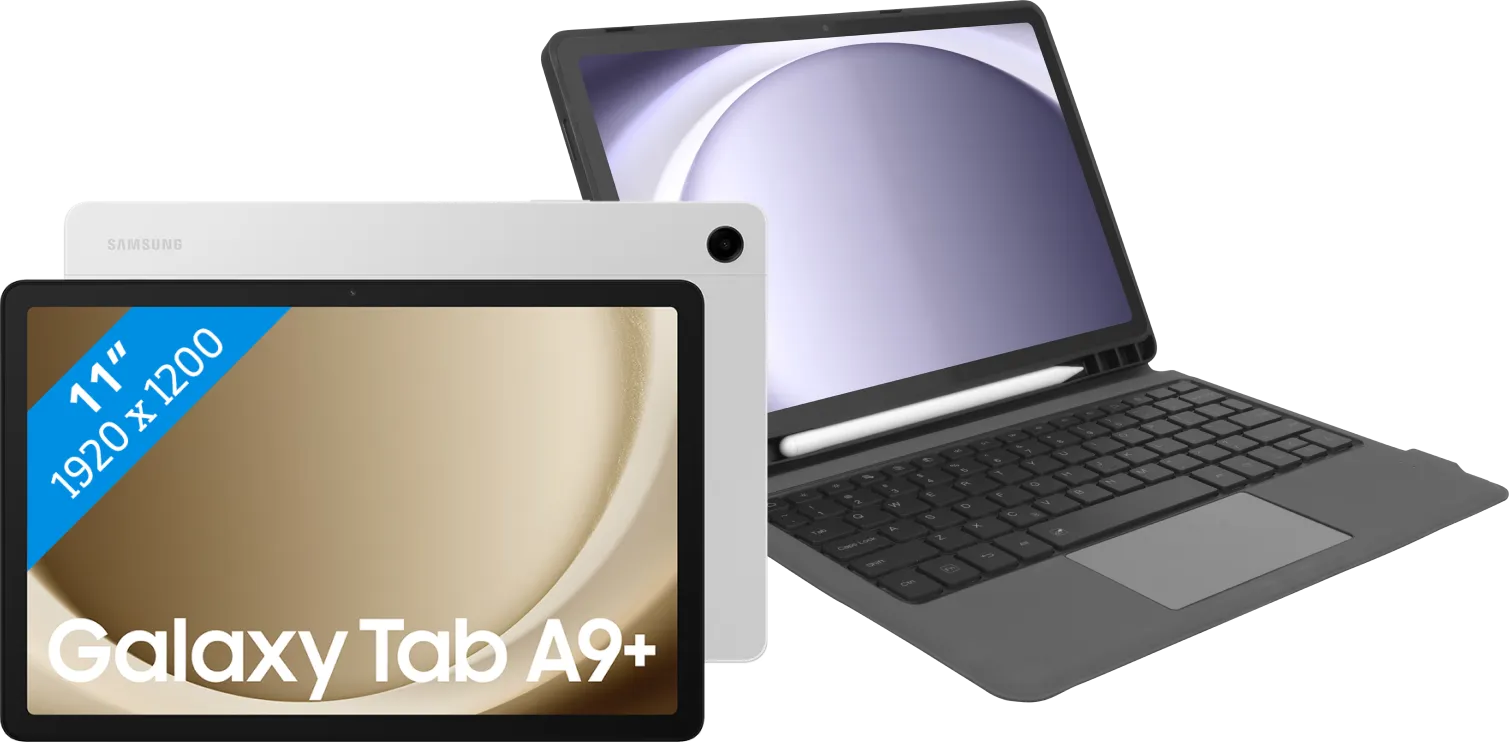 Samsung Galaxy Tab A9 Plus 11 inch 8GB/256GB Wifi Zilver + Toetsenbord Hoes QWERTY