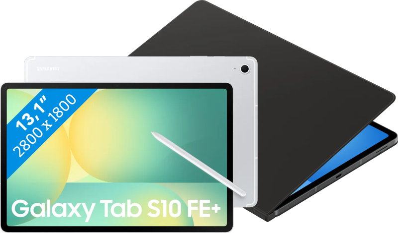 Samsung Galaxy Tab S10 FE Plus 13,1 inch 128GB Wifi Zilver + BlueBuilt Book Case Zwart