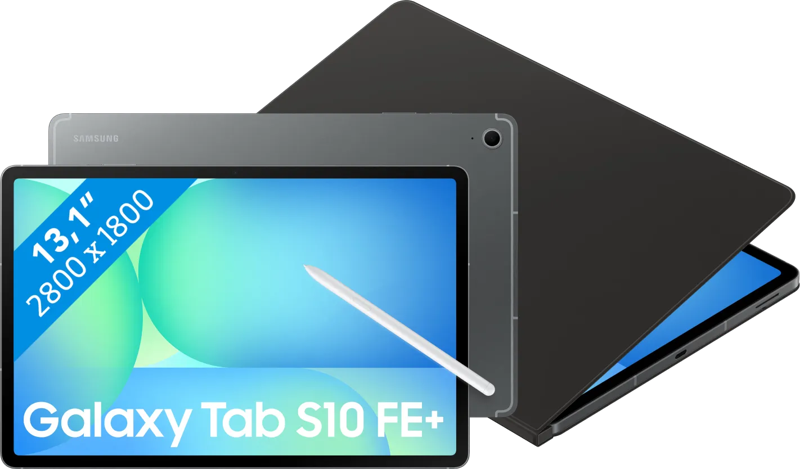 Samsung Galaxy Tab S10 FE Plus 13,1 inch 128GB Wifi Grijs + BlueBuilt Book Case Zwart