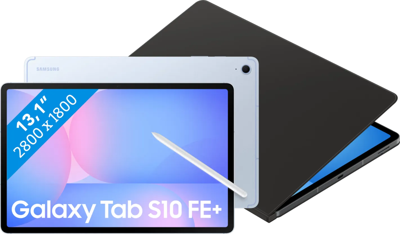 Samsung Galaxy Tab S10 FE Plus 13,1 inch 256GB Wifi Lichtblauw + BlueBuilt Book Case Zwart