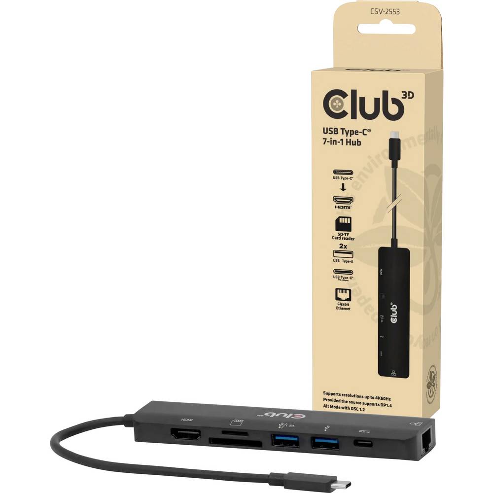 Club3D CSV-2553 USB-C dockingstation Geïntegreerde kaartlezer, USB-C Power Delivery