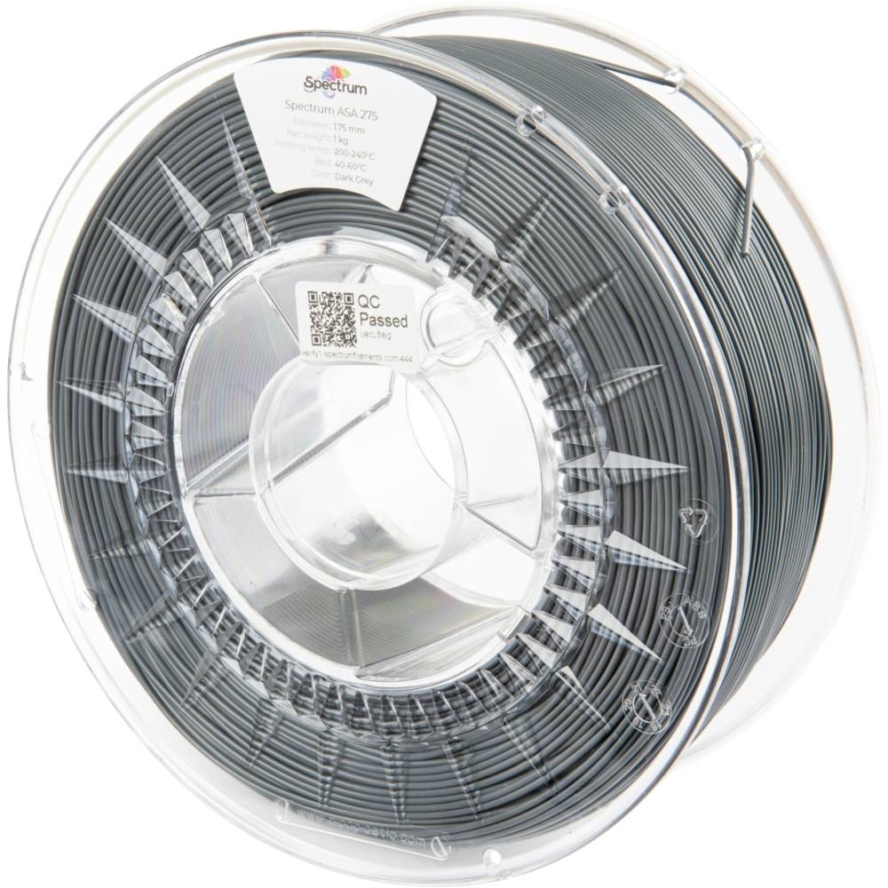 Spectrum Filaments 80301 ASA 275 DARK GREY Filament ASA Slagvast, Weerbestendig, UV-bestendig 1.75 mm 1000 g Donkergrijs 1 stuk(s)