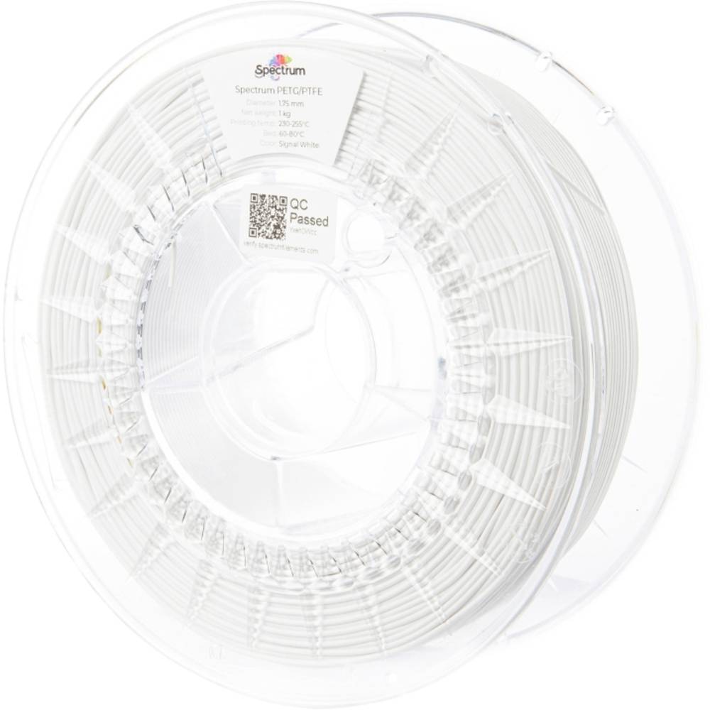 Spectrum Filaments 80743 PET-G/PTFE Filament PETG/PTFE Chemisch bestendig 1.75 mm 1000 g Signal White, Signaalwit (RAL 9003), Wit 1 stuk(s)